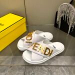 Fendi Fendigraphy Leather Slides White - Image 7