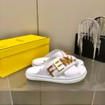 Fendi Fendigraphy Leather Slides White - Image 9