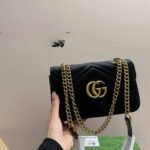 Gucci Marmont Velvet Shoulder Bag Black 21Cm - Image 2