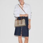 Gucci Emblem Small Tote Bag Beige And Dark Brown 31cm - Image 9