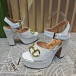 Gucci Horsebit Platform Sandal Gg Embellished ‎White - Image 3