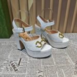 Gucci Horsebit Platform Sandal Gg Embellished ‎White - Image 4