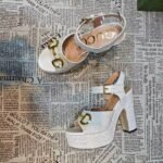 Gucci Horsebit Platform Sandal Gg Embellished ‎White - Image 8