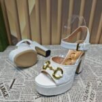 Gucci Horsebit Platform Sandal Gg Embellished ‎White - Image 10