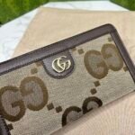 Gucci Monogram Canvas Zip Long Wallet Dark Brown 19.5Cm - Image 6