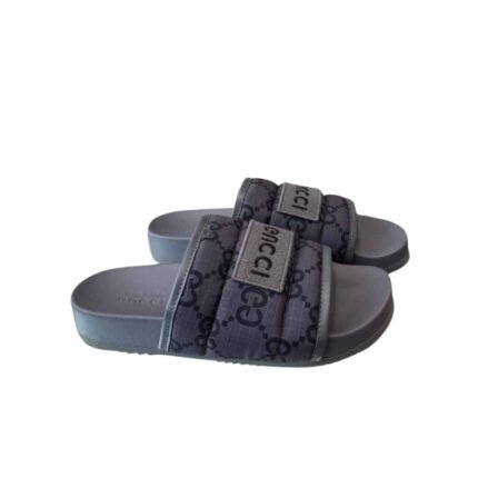 Gucci Gg Horizontal Strap Sandals With Tag In Grey
