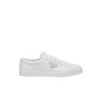 Prada Logo Sneaker In Brushed Leather White