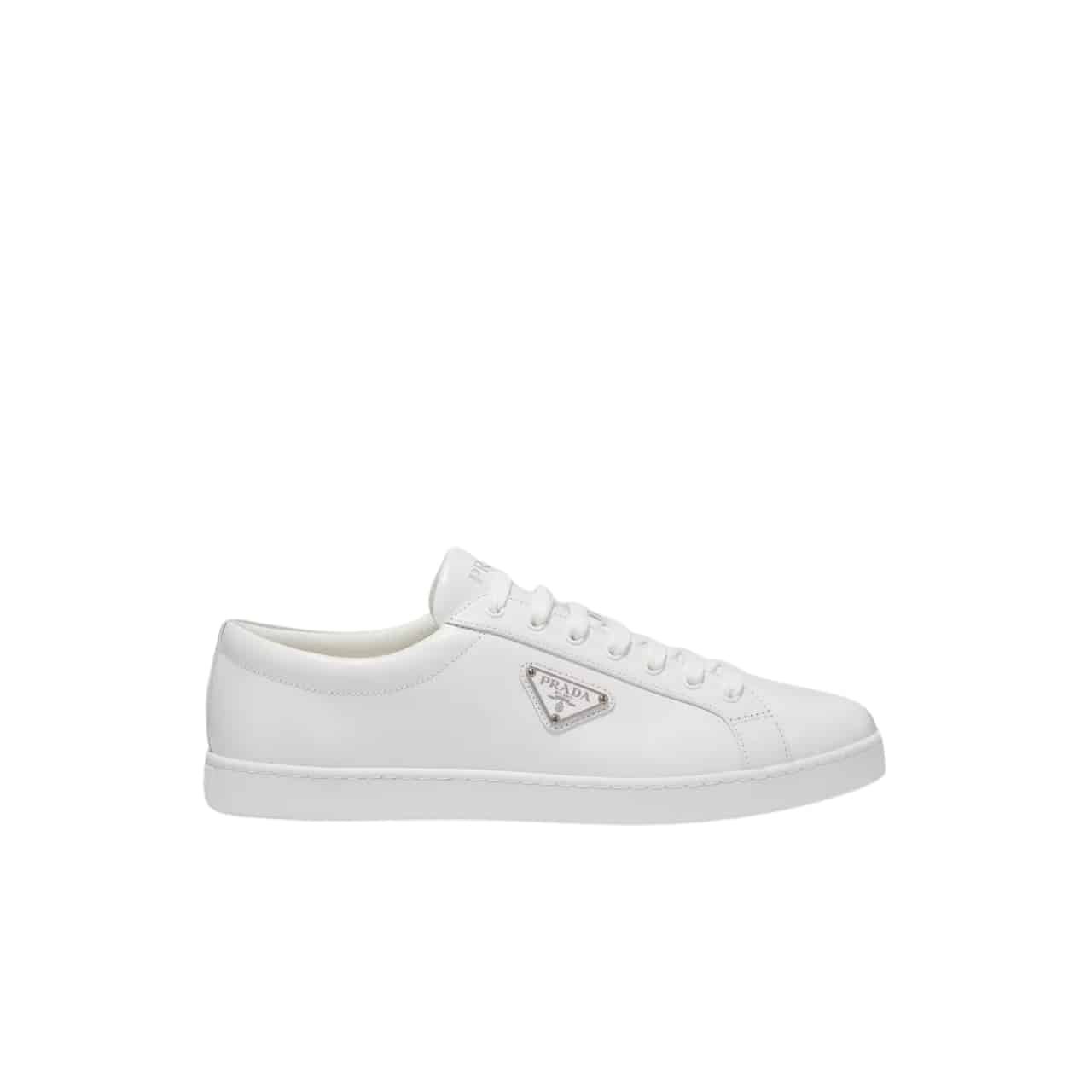 xr:d:DAF9SsQ5m7E:470,j:2489786745094747491,t:24031810 Prada Logo Sneaker In Brushed Leather White - Image 1