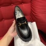 Gucci Women s Leather Lug Sole Loafer Black 577236 DS800 1000 - Image 2