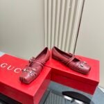 Gucci Women’s Horsebit Ballet Flat Sacchetto Red 821219 Aaea4 6207 - Image 2