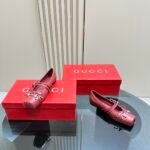 Gucci Women’s Horsebit Ballet Flat Sacchetto Red 821219 Aaea4 6207 - Image 5