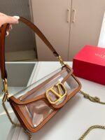 Valentino Garavani Locò Pvc And Leather Shoulder Bag Brown 24Cm - Image 2