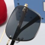 Gucci Square Gradient Vintage Gold Metal Sunglasses Black - Image 6