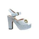 Gucci Horsebit Platform Sandal Gg Embellished ‎White