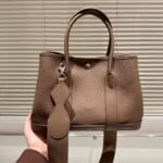 Hermes Garden Party Leather Handbag Brown 30cm - Image 5
