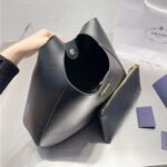 Prada Preto Large Leather Shoulder Bag With Top Stitching Black 37Cm 1Bc181 2Aix F0002 V Ooo - Image 6