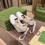Gucci GG Canvas Wedge Espadrilles White Pink - Image 2