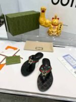 Gucci Double G Thong Leather Green And Red - Image 4