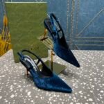 Gucci Women’S Platform Pump Blue Velvet - Image 7