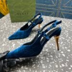 Gucci Women’S Platform Pump Blue Velvet - Image 3