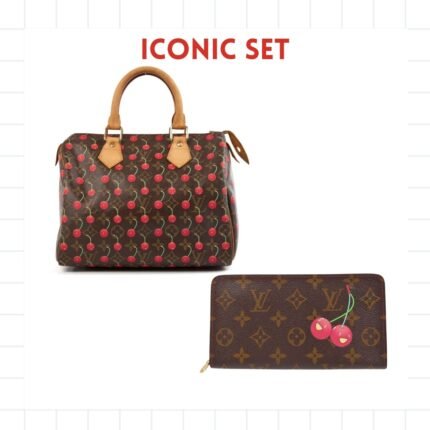 Iconic Set: Louis Vuitton X Takashi Murakami Cerise Speedy 25 And Cherry Porte Monnaie Zippy Wallet