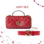 GIFT SET: GUCCI GG MILANO BAG RED & MONOGRAM BELT RED