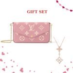GIFT SET: LOUIS VUITTON FÉLICIE POCHETTE PINK & BLOSSOM DOUBLE STAR NECKLACE