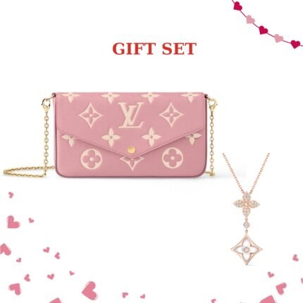 GIFT SET: LOUIS VUITTON FÉLICIE POCHETTE PINK & BLOSSOM DOUBLE STAR NECKLACE