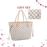 Gift Set: Louis Vuitton Neverfull Mm Rose Pink 31Cm N41605 And Victorine Wallet Rose Ballerine Pink 12Cm N64022