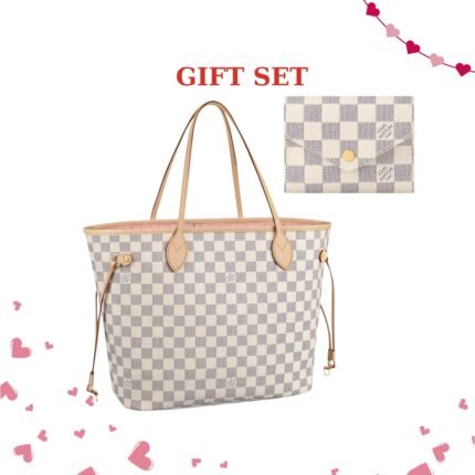 Gift Set: Louis Vuitton Neverfull Mm Rose Pink 31Cm N41605 And Victorine Wallet Rose Ballerine Pink 12Cm N64022