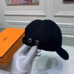 Hermes Logo Canvas Cap Black - Image 4