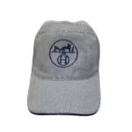 Hermes Logo Canvas Cap Grey