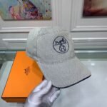 Hermes Logo Canvas Cap Grey - Image 2