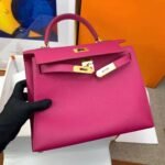 Hermes Kelly 25 Epsom Dark Pink Gold Hardware 25Cm - Image 5