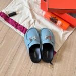 Hermes Go Mule H Sandal Blue - Image 2