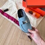 Hermes Go Mule H Sandal Blue - Image 5