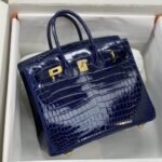 Hermes Birkin 30 Crocodile Gold-toned Hardware Dark Blue - Image 3