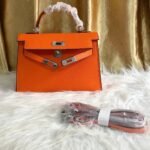 Hermes Kelly Mini Epsom Handbag Orange 19cm - Image 3