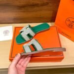 Hermes Oran Sandal Green H231095Z V1350 - Image 4