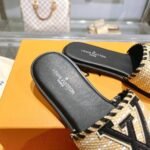 Louis Vuitton Lock It Flat Raffia Mules Black - Image 4