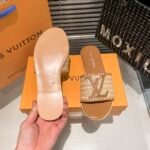 Louis Vuitton Lock It Flat Raffia Mules Brown - Image 3