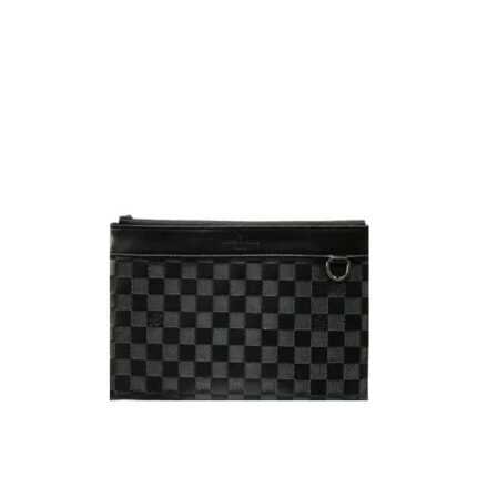 Louis Vuitton Voyage Pochette Damier Infini Cowhide Leather Black 33Cm