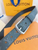 Louis Vuitton Belt Monogram Leather Black Silver Hardware 35Mm - Image 7