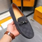 Louis Vuitton Lv Damier Suede Leather Loafers In Grey - Image 5