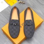 Louis Vuitton Lv Damier Suede Leather Loafers In Grey - Image 2