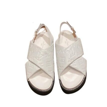 Louis Vuitton Monogram Embossed Paseo Flat Comfort Sandals White