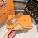 Louis Vuitton Lock It Flat Raffia Mules Brown - Image 2