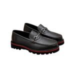 Louis Vuitton Souliers Club Loafers Black Red
