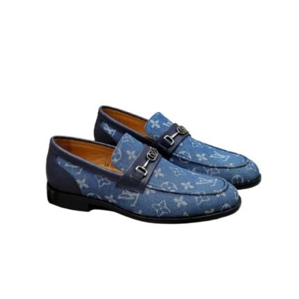 Louis Vuitton Souliers Club Loafers Blue Monogram Denim
