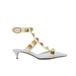 Valentino Garavani Roman Stud Kitten Heel Pumps White